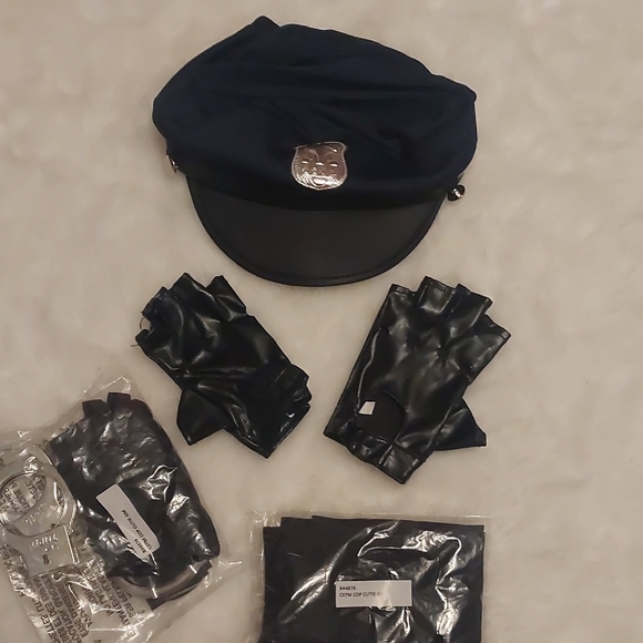 Blue and Black Halloween Cop Costume with Cap and Belt - Picture 3 of 5